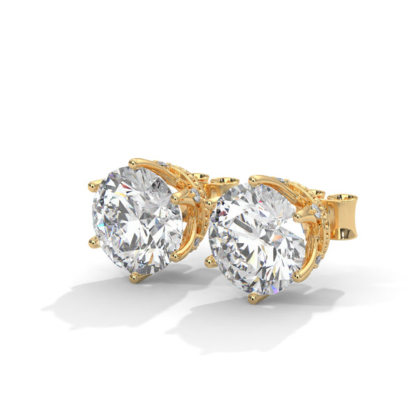 Crown Bloom Solitaire Earrings