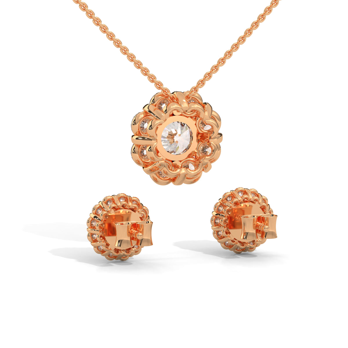 Celestial Bloom Halo Pendant Set