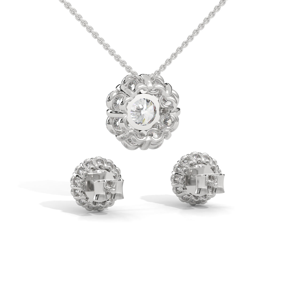 Celestial Bloom Halo Pendant Set