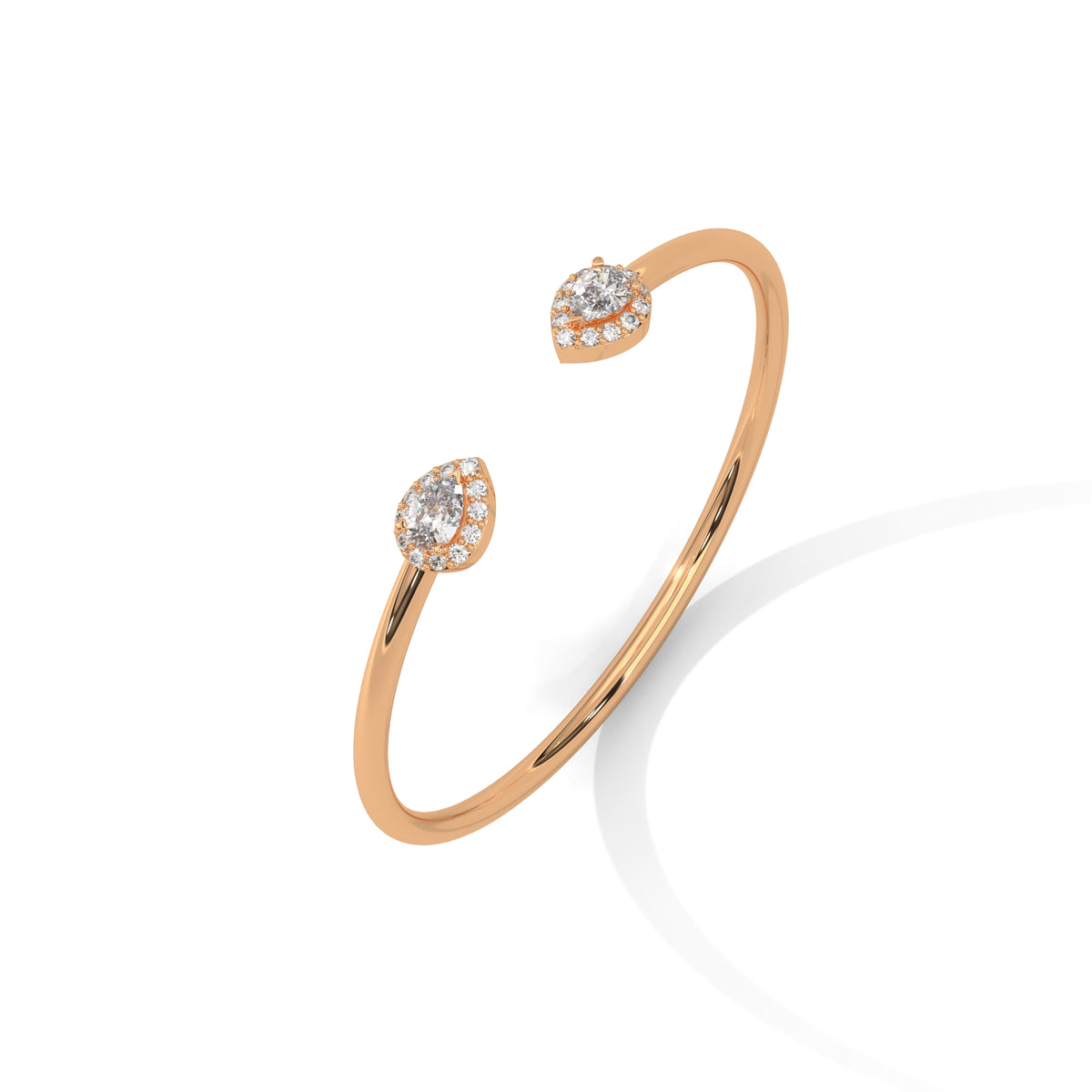 Twin Halo Open Bracelet