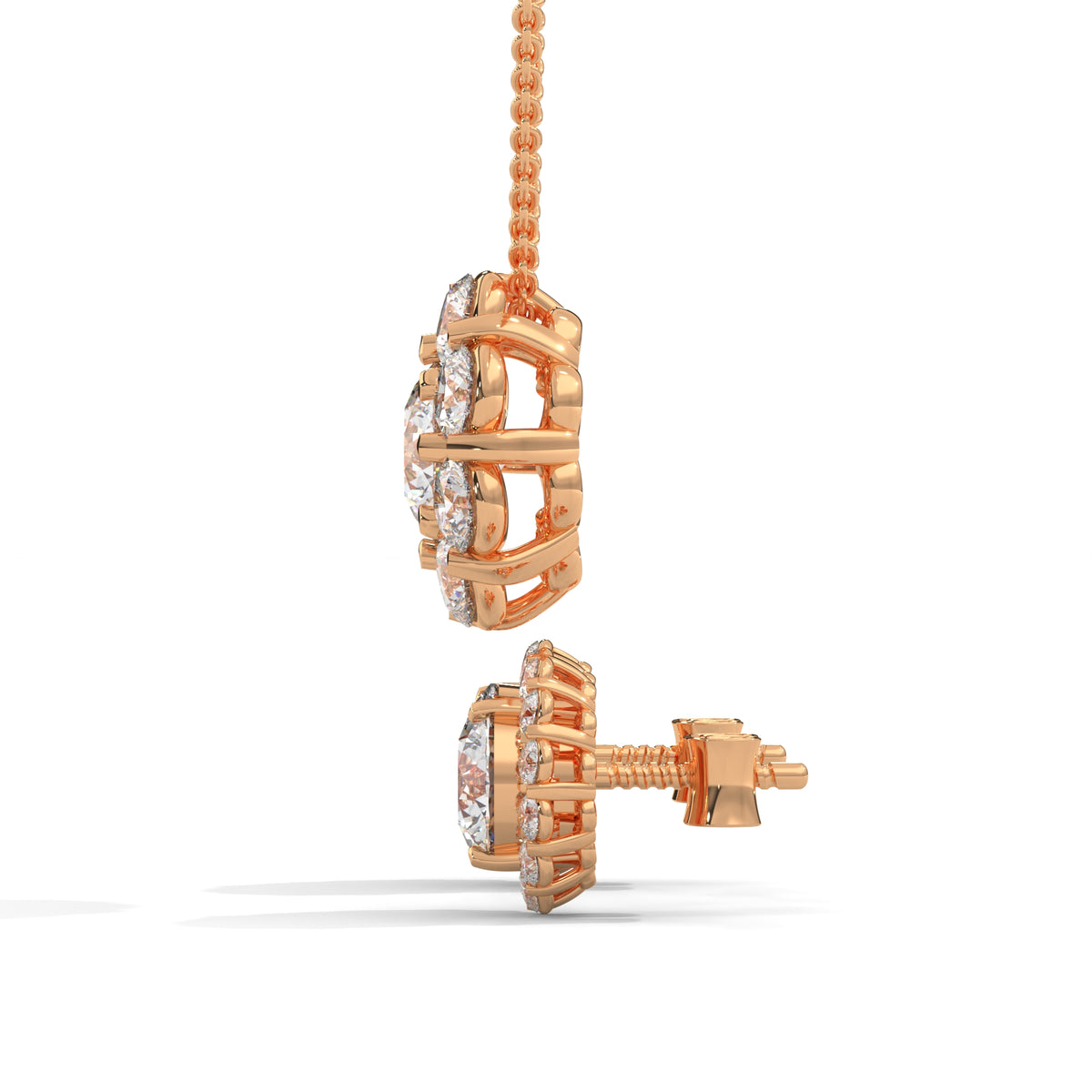Celestial Bloom Halo Pendant Set