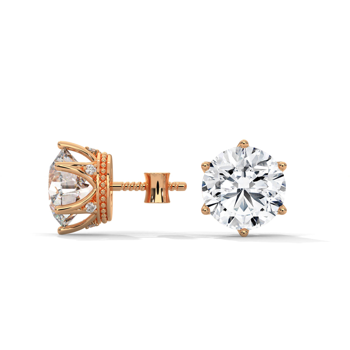 Crown Bloom Solitaire Earrings