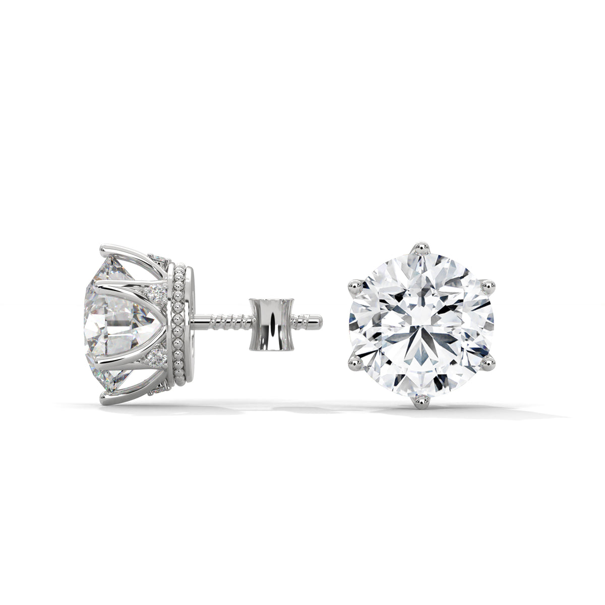 Crown Bloom Solitaire Earrings