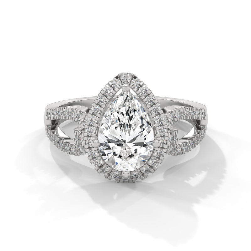 Celestial Teardrop Halo Solitaire Ring