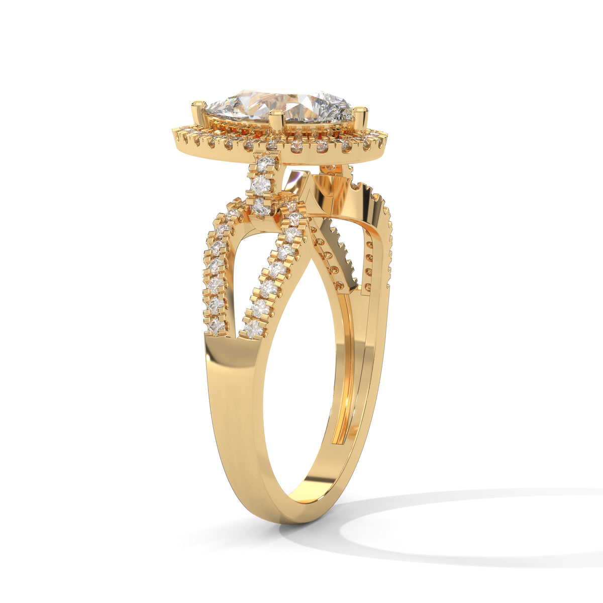 Celestial Teardrop Halo Solitaire Ring