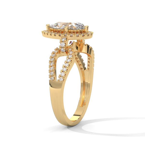 Celestial Teardrop Halo Solitaire Ring