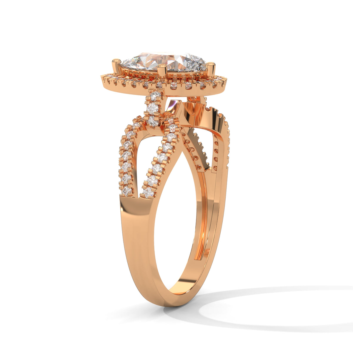 Celestial Teardrop Halo Solitaire Ring