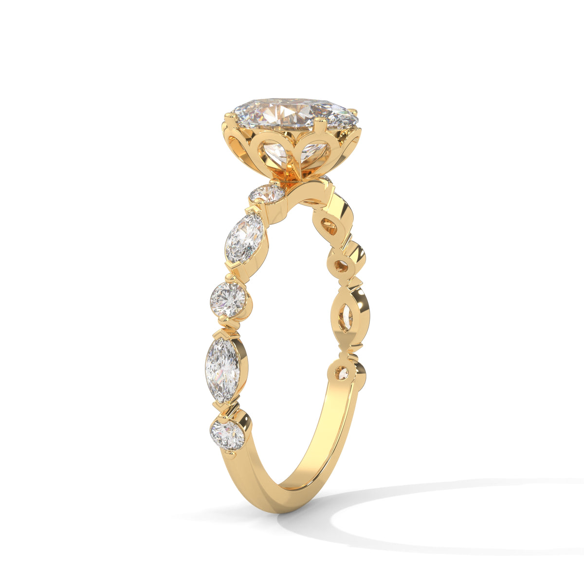 Wildflower Vine Solitaire Ring
