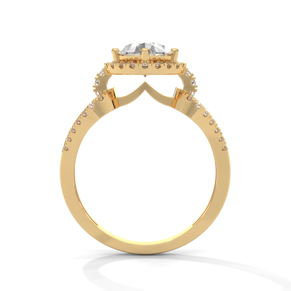 Celestial Teardrop Halo Solitaire Ring