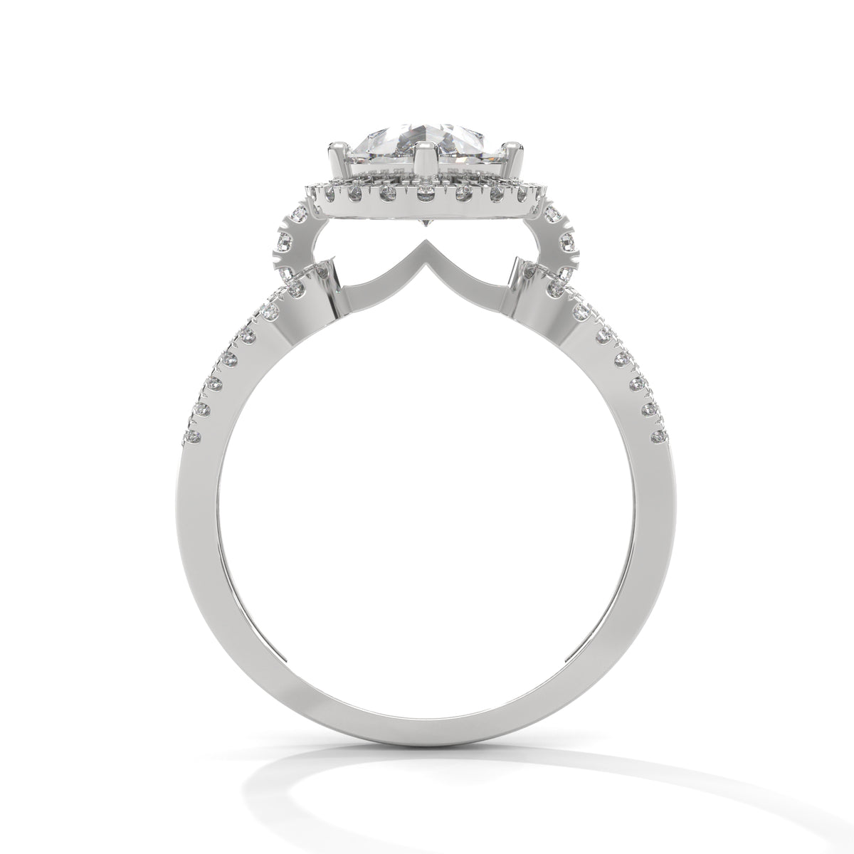 Celestial Teardrop Halo Solitaire Ring