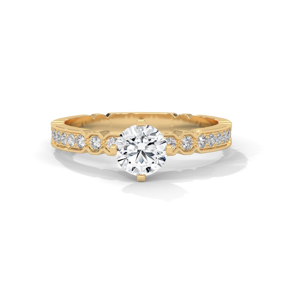 Sculpted Arc Solitaire Ring