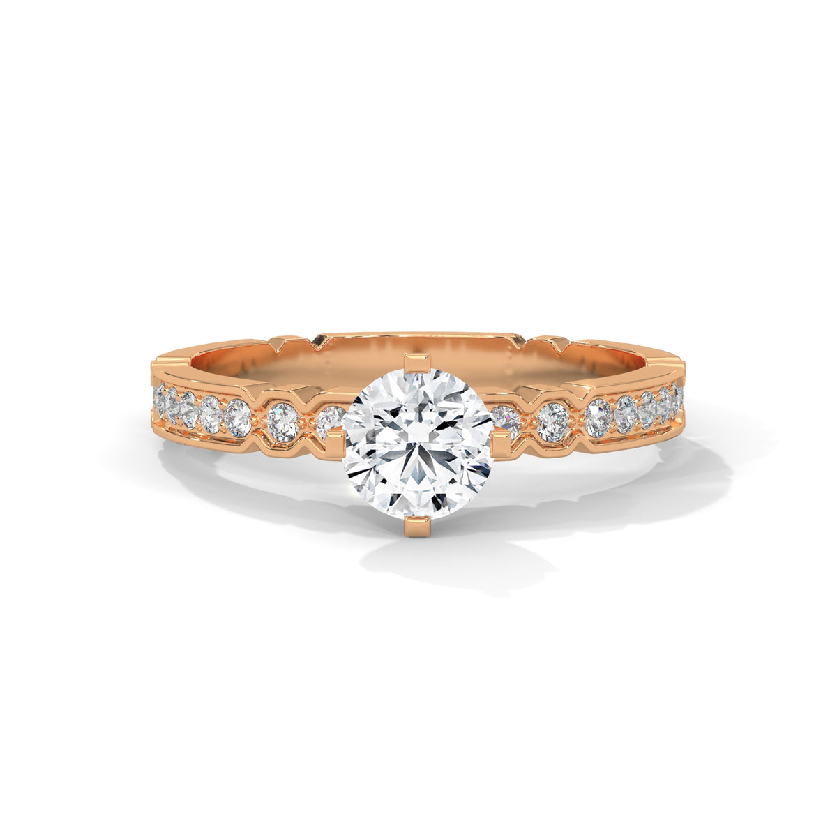Sculpted Arc Solitaire Ring
