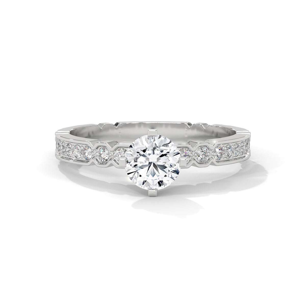 Sculpted Arc Solitaire Ring