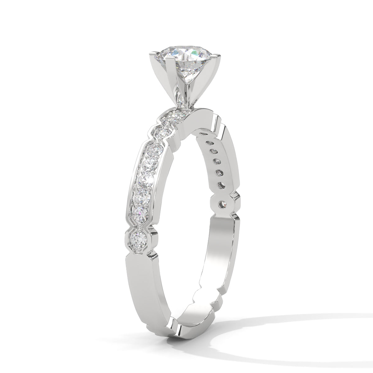 Sculpted Arc Solitaire Ring