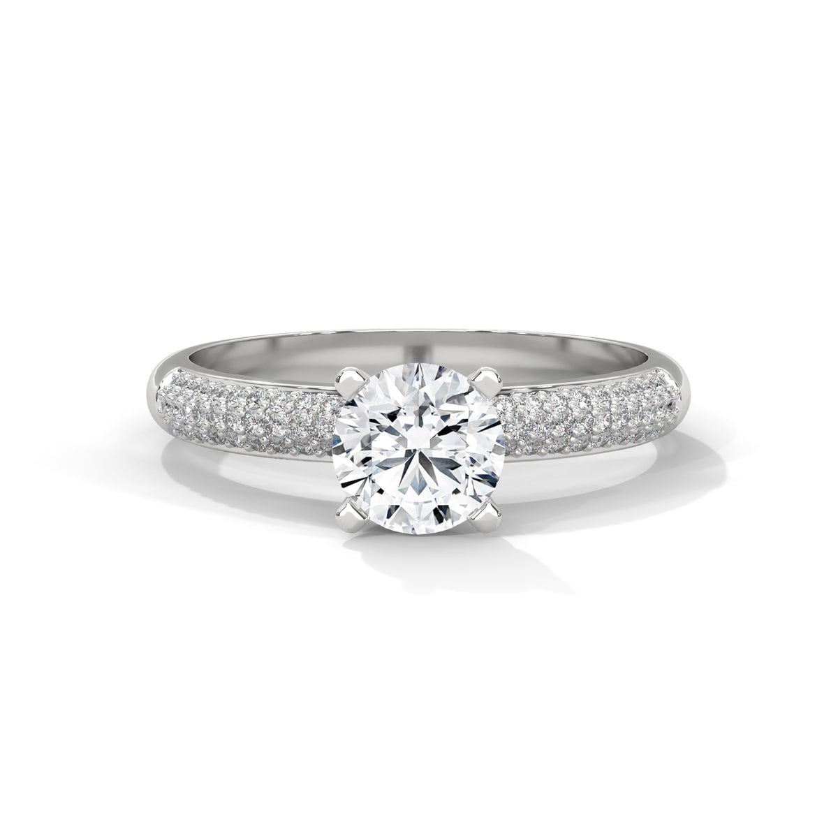 Crown Pavé Solitaire Ring