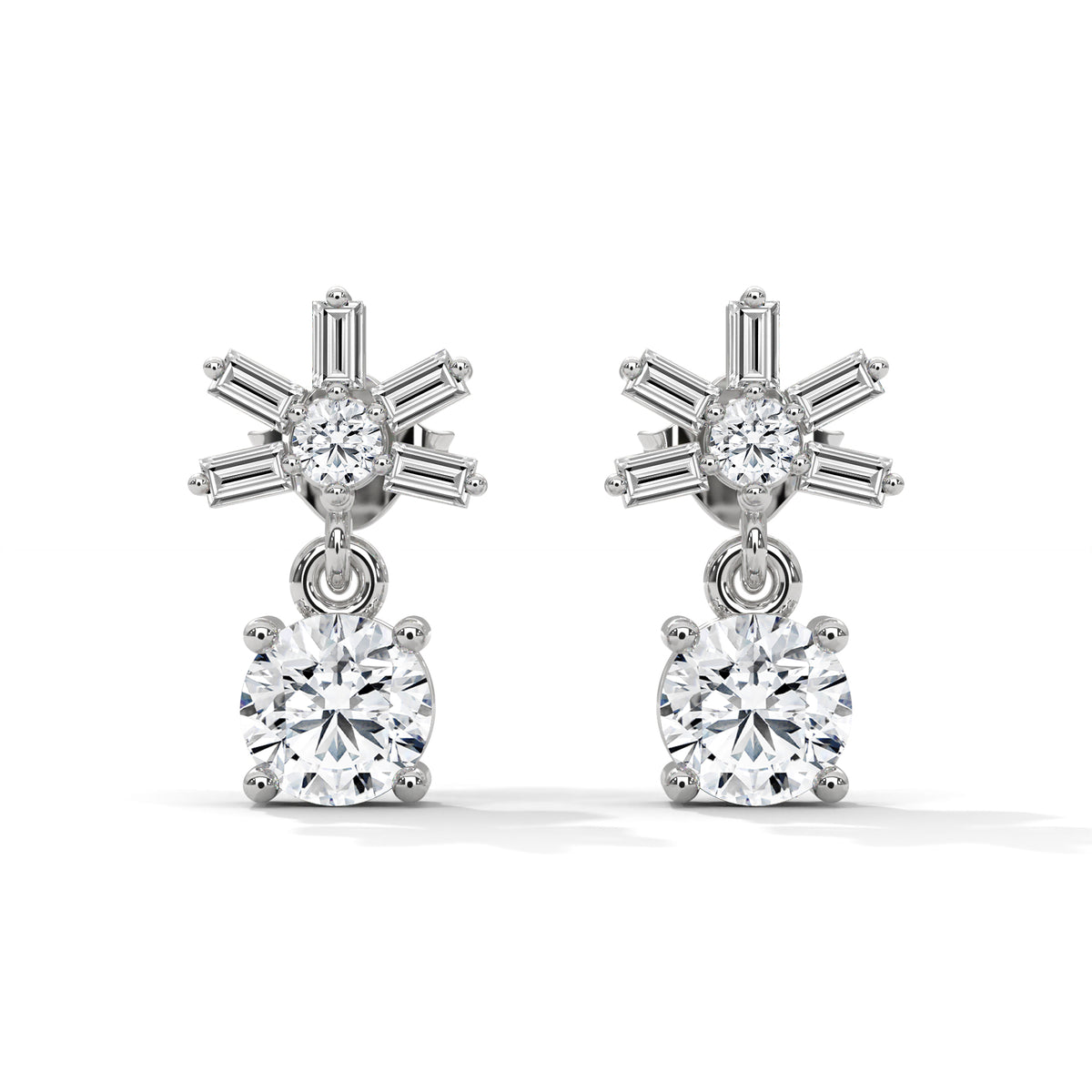 Starburst Solitaire Drop Earrings
