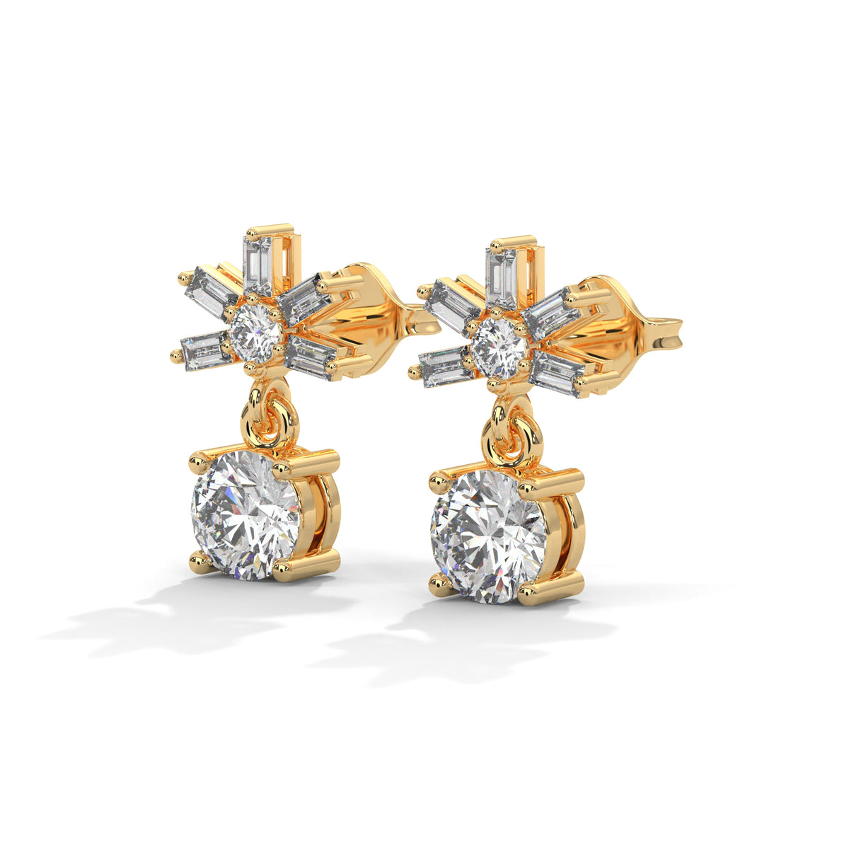 Starburst Solitaire Drop Earrings