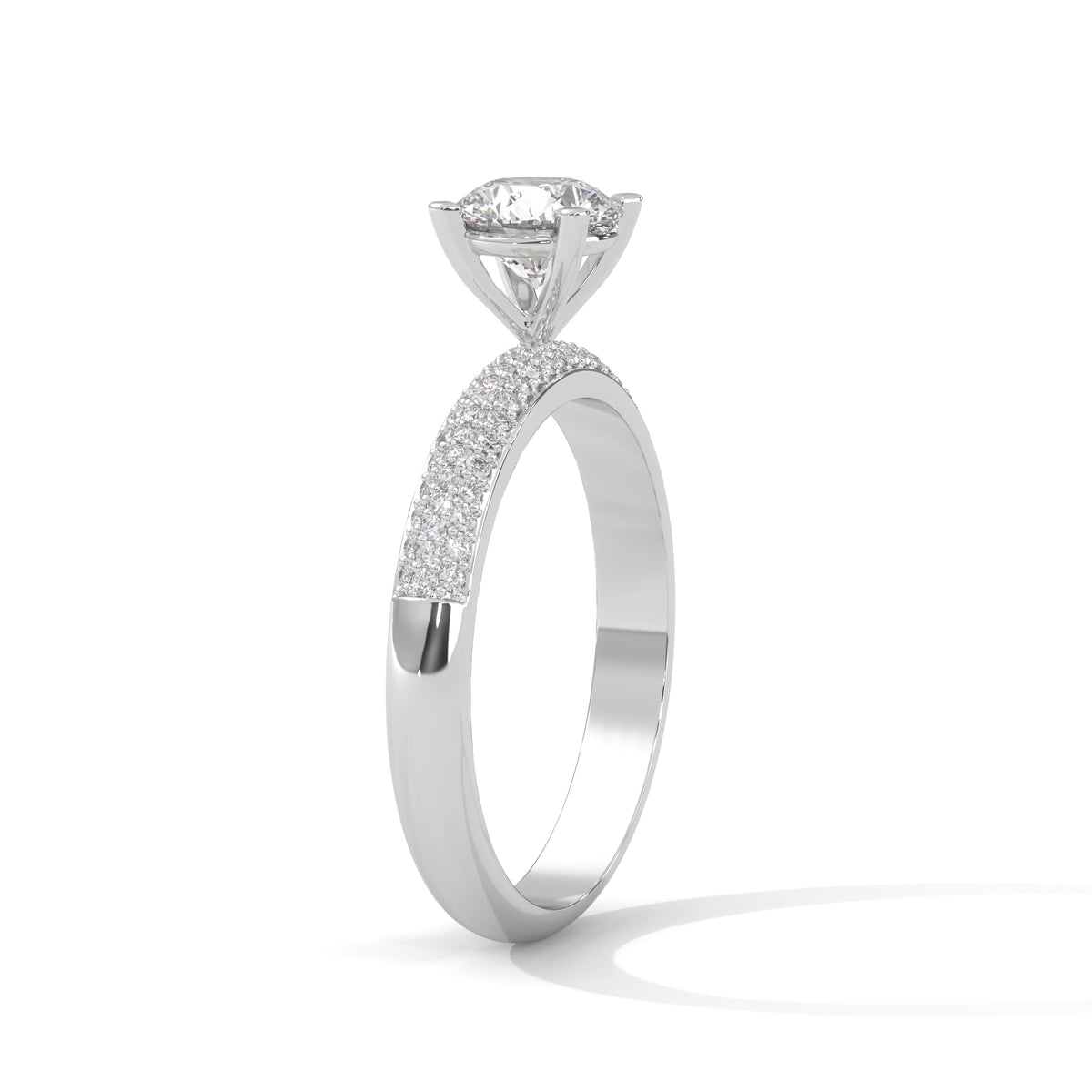 Crown Pavé Solitaire Ring
