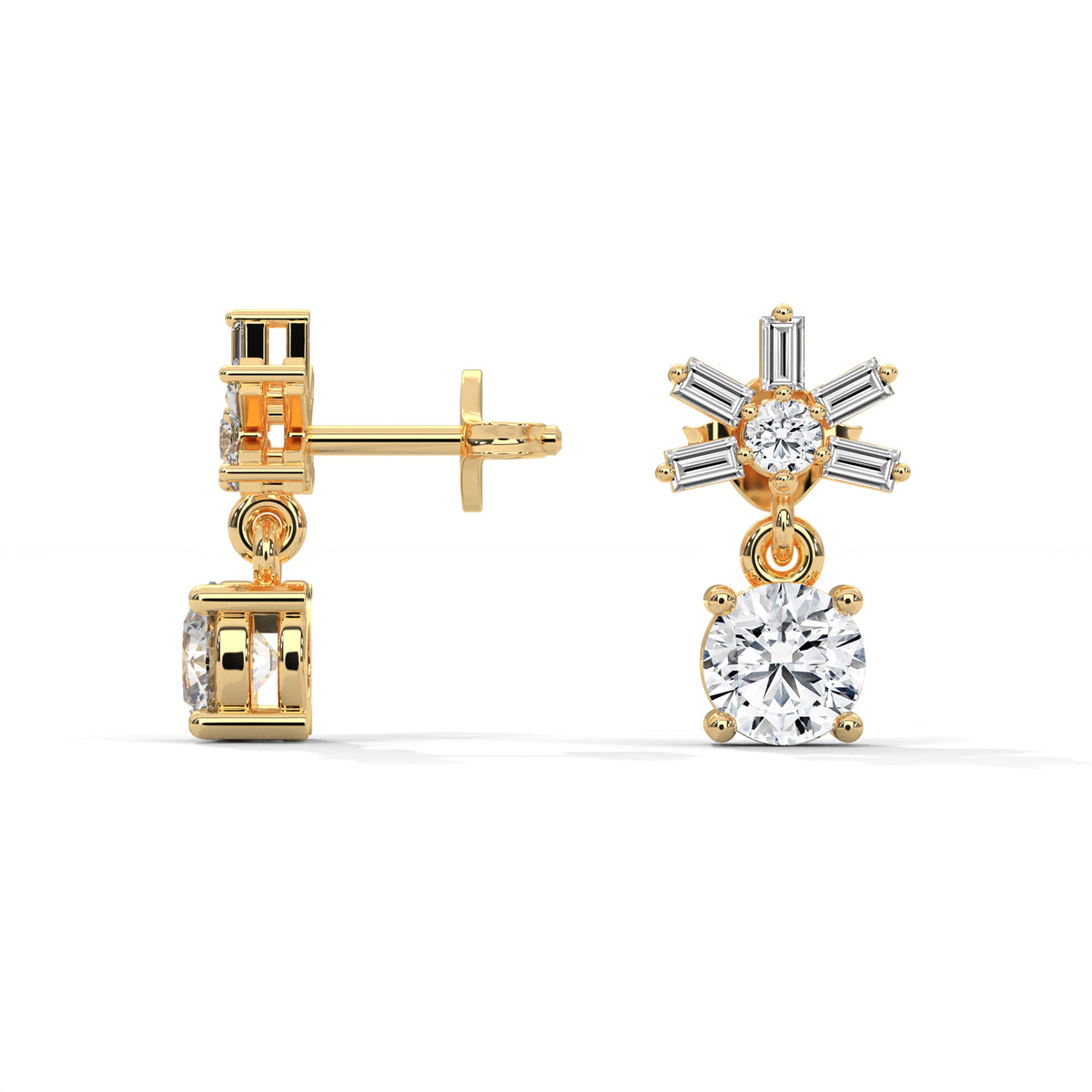 Starburst Solitaire Drop Earrings