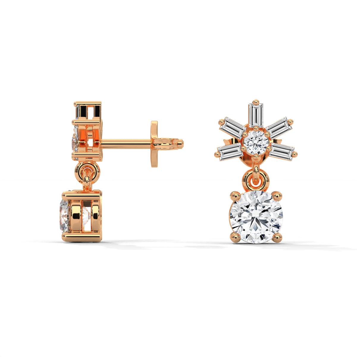 Starburst Solitaire Drop Earrings