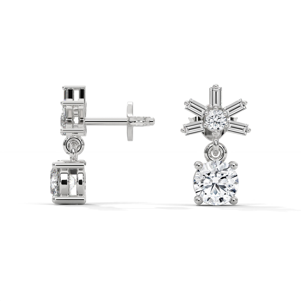 Starburst Solitaire Drop Earrings
