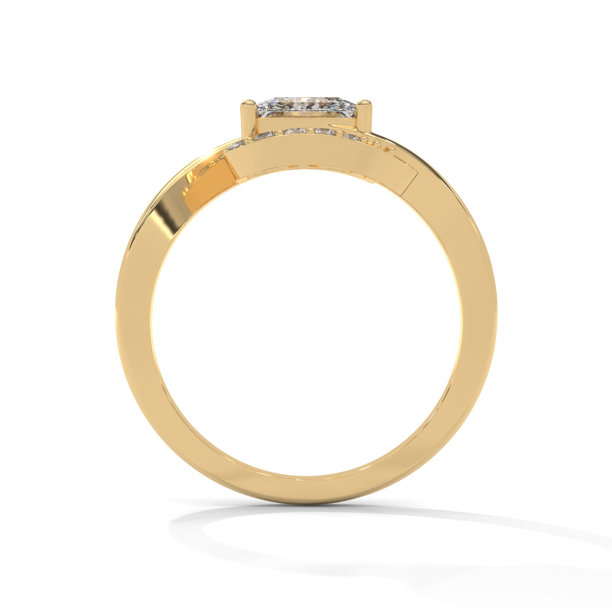Twisted Halo Princess Solitaire Ring