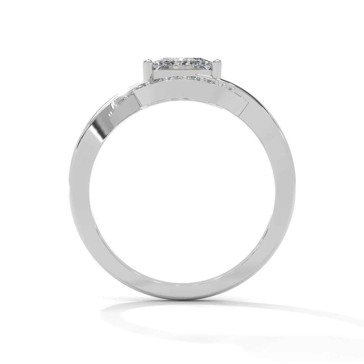 Twisted Halo Princess Solitaire Ring