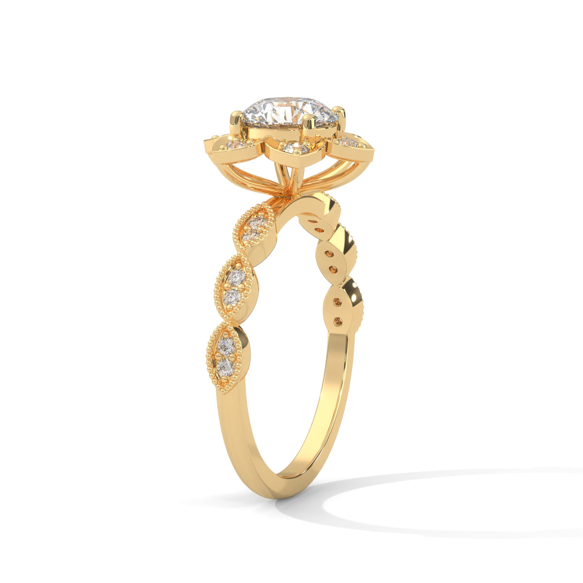 Lotus Bloom Solitaire Ring