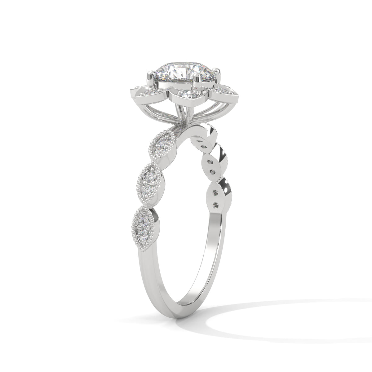 Lotus Bloom Solitaire Ring