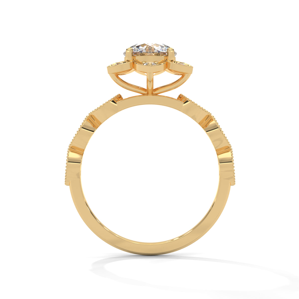 Lotus Bloom Solitaire Ring
