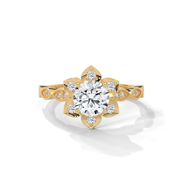 Lotus Bloom Solitaire Ring