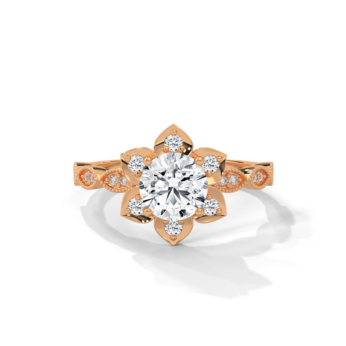 Lotus Bloom Solitaire Ring