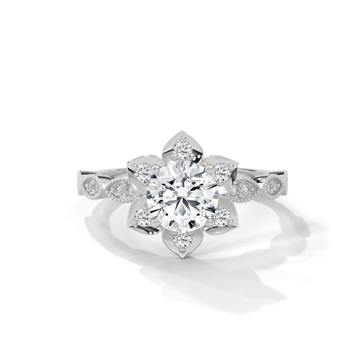 Lotus Bloom Solitaire Ring