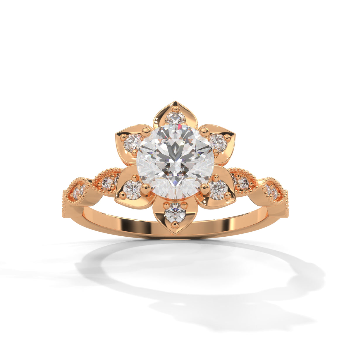 Lotus Bloom Solitaire Ring