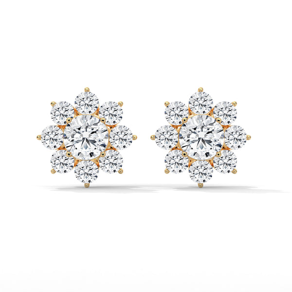 Sunburst Cluster Diamond Earrings