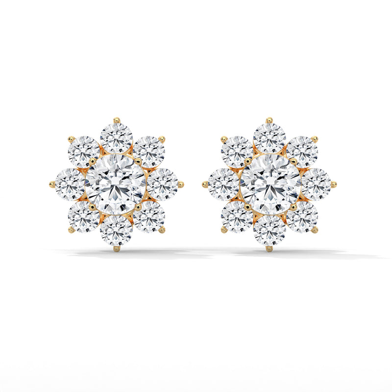 Sunburst Cluster Diamond Earrings