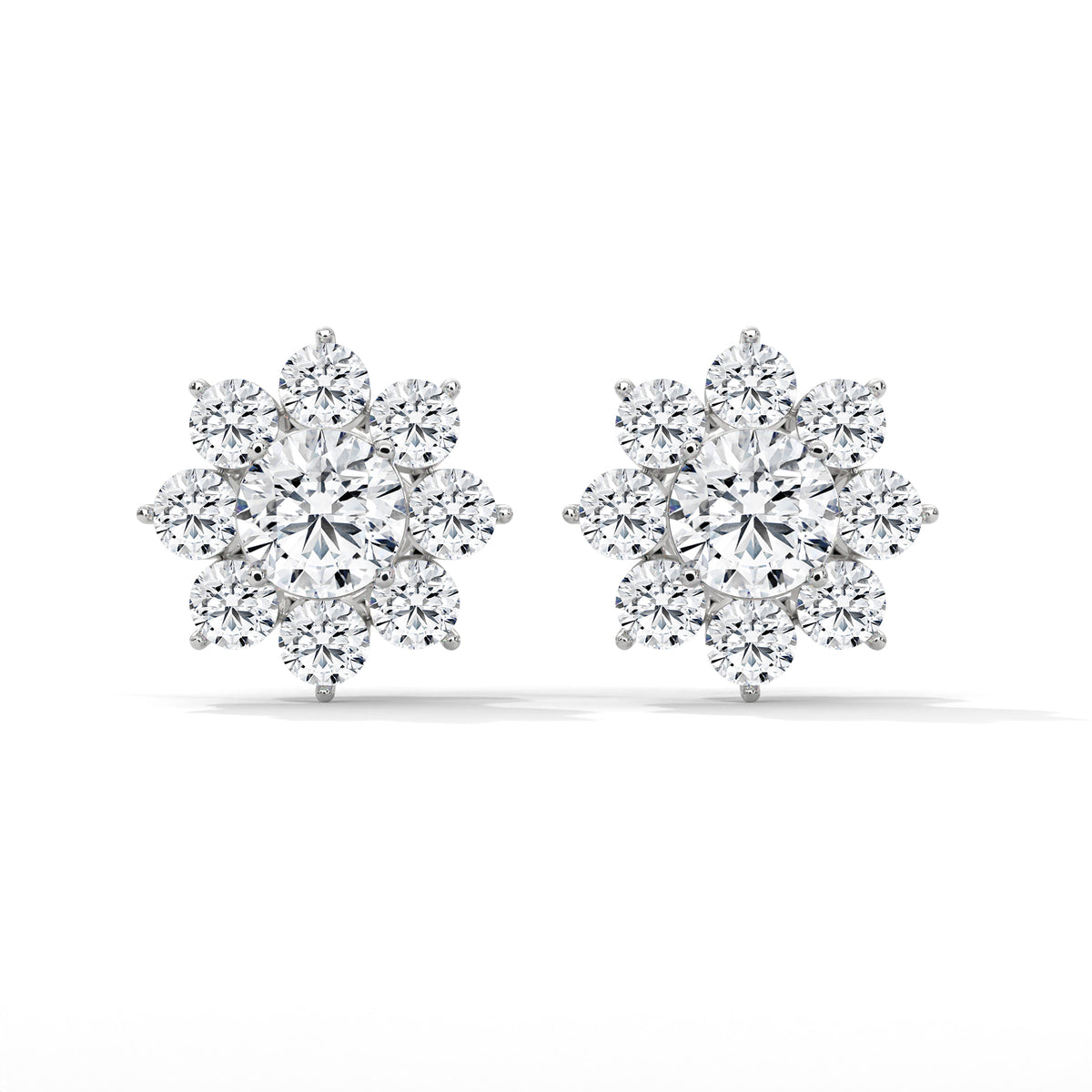 Sunburst Cluster Diamond Earrings