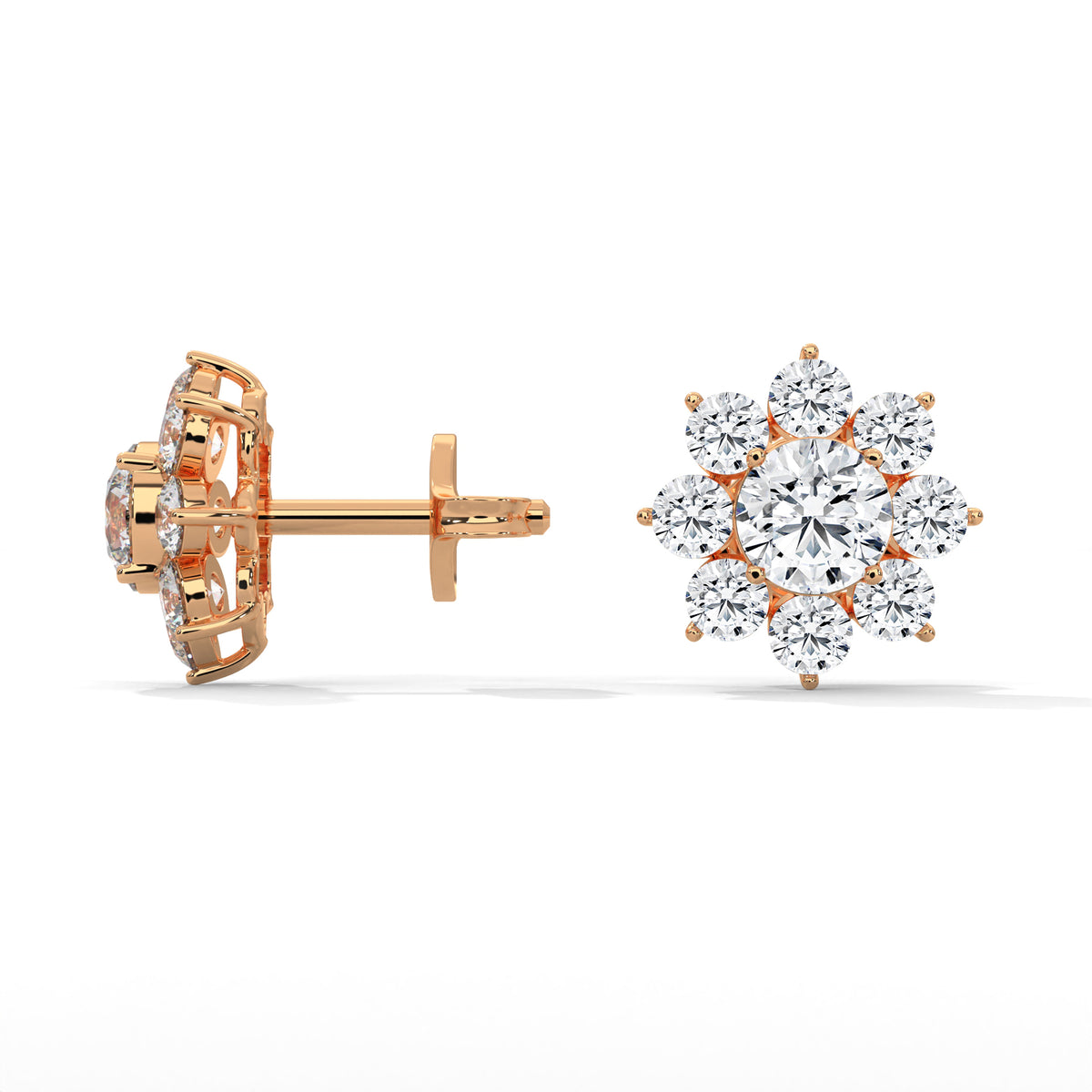 Sunburst Cluster Diamond Earrings
