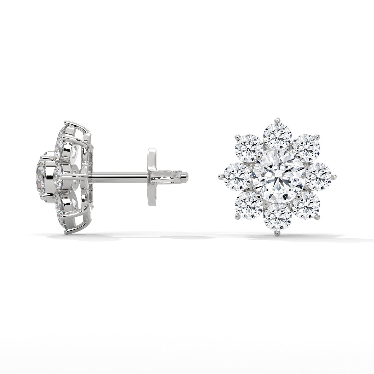 Sunburst Cluster Diamond Earrings