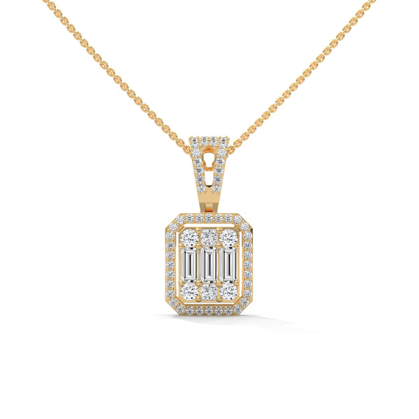 Emerald Illusion Halo Pendant