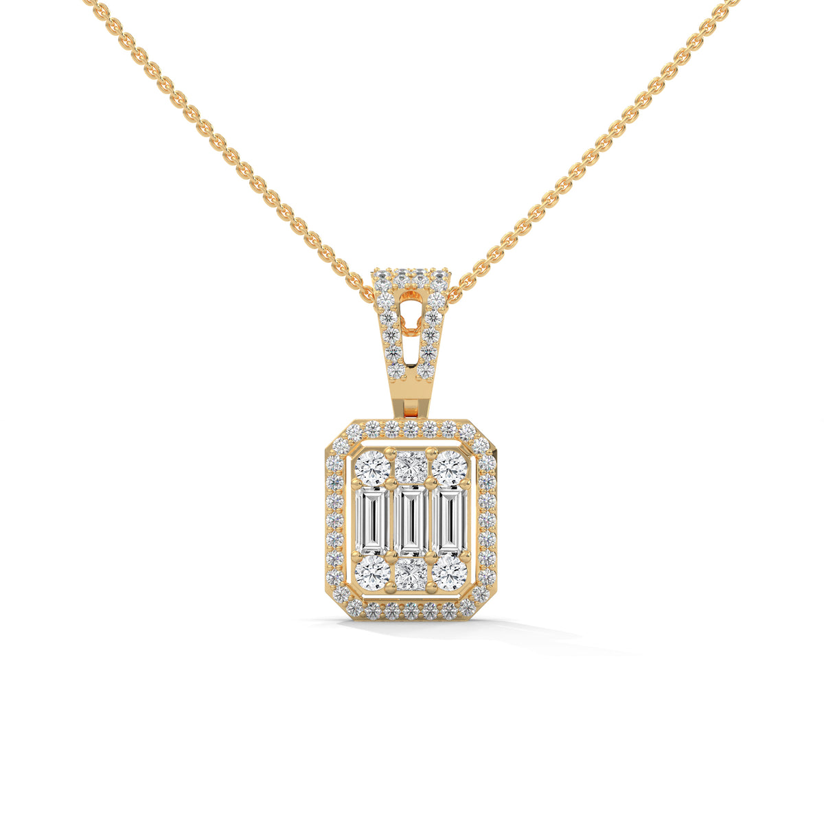 Emerald Illusion Halo Pendant