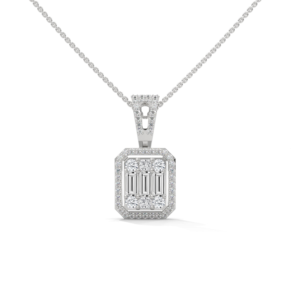 Emerald Illusion Halo Pendant
