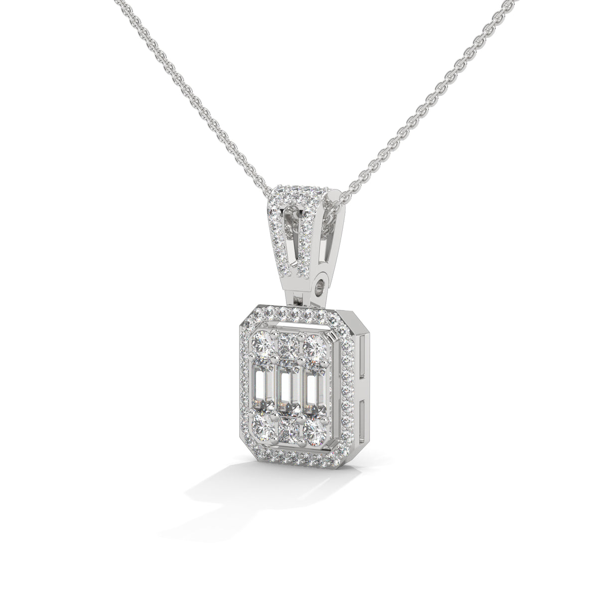 Emerald Illusion Halo Pendant