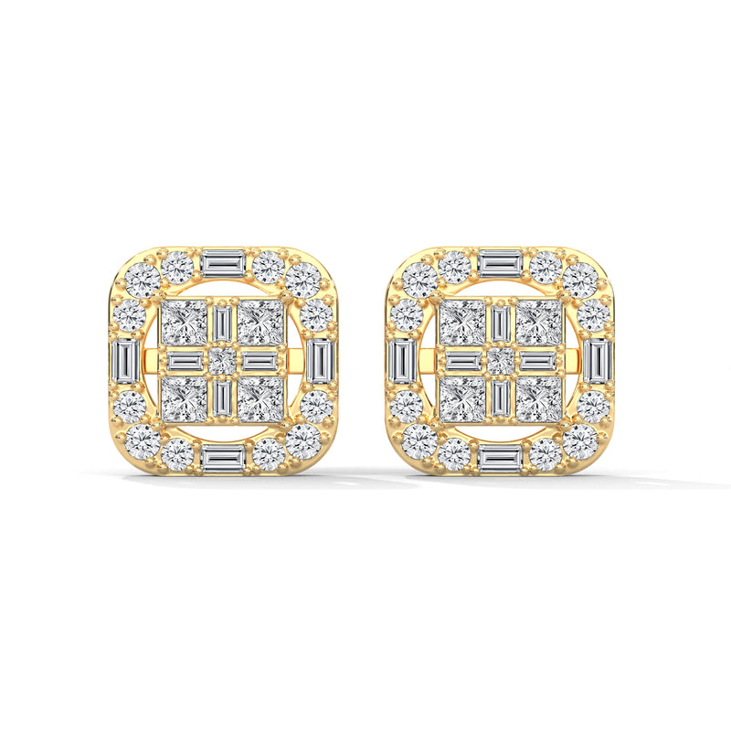 Mosaic Halo Cluster Earrings