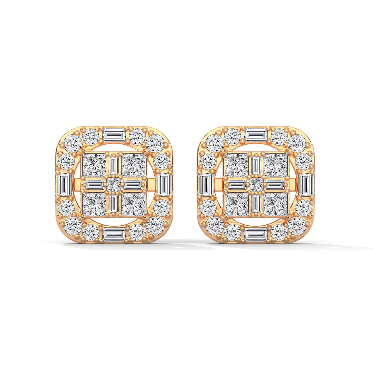 Mosaic Halo Cluster Earrings