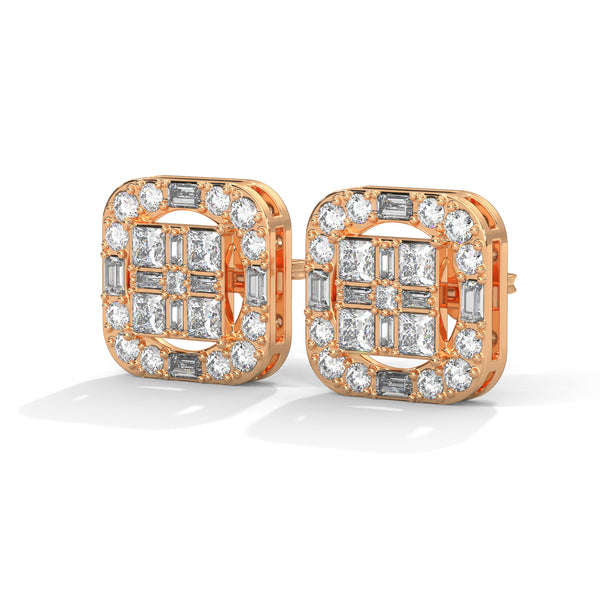 Mosaic Halo Cluster Earrings