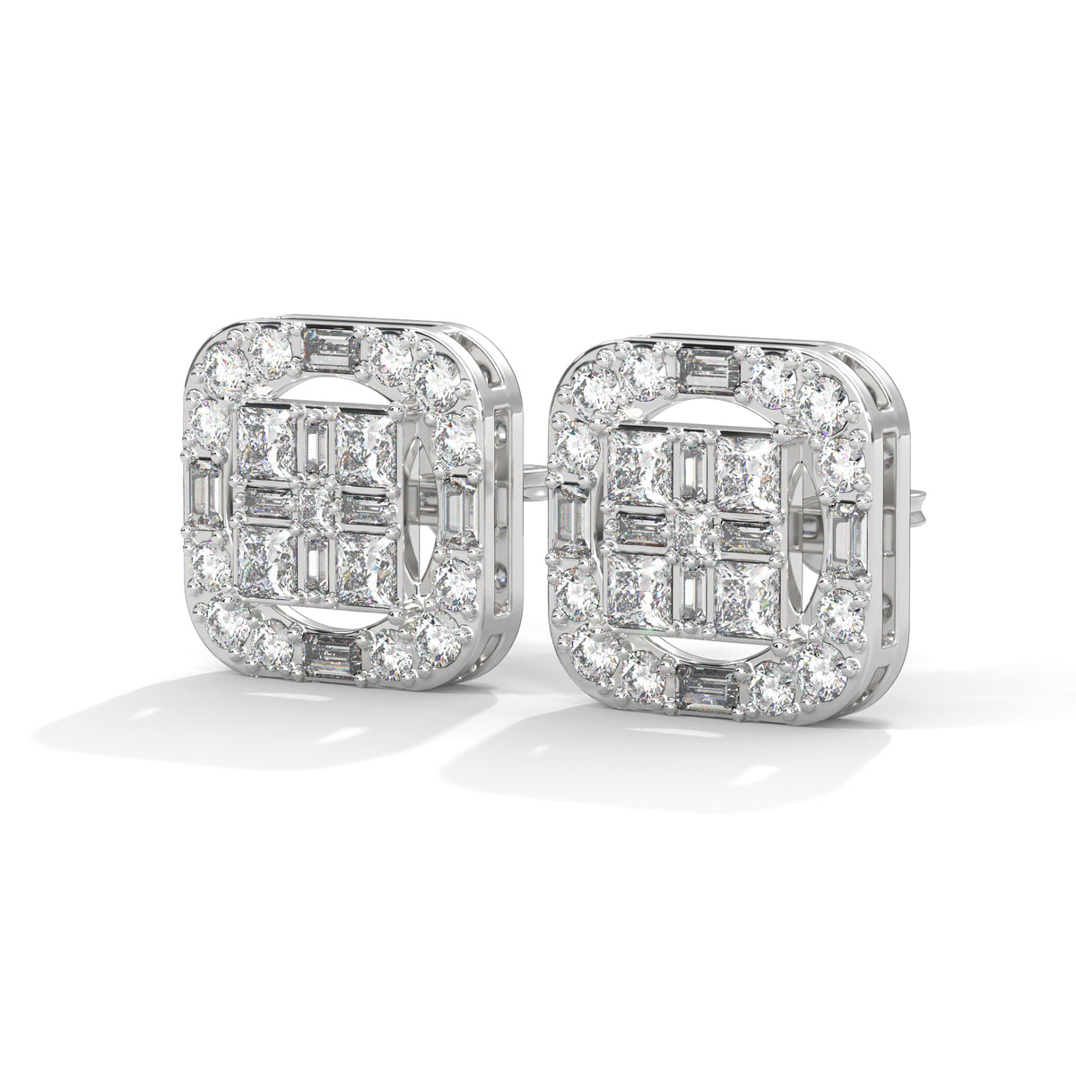Mosaic Halo Cluster Earrings