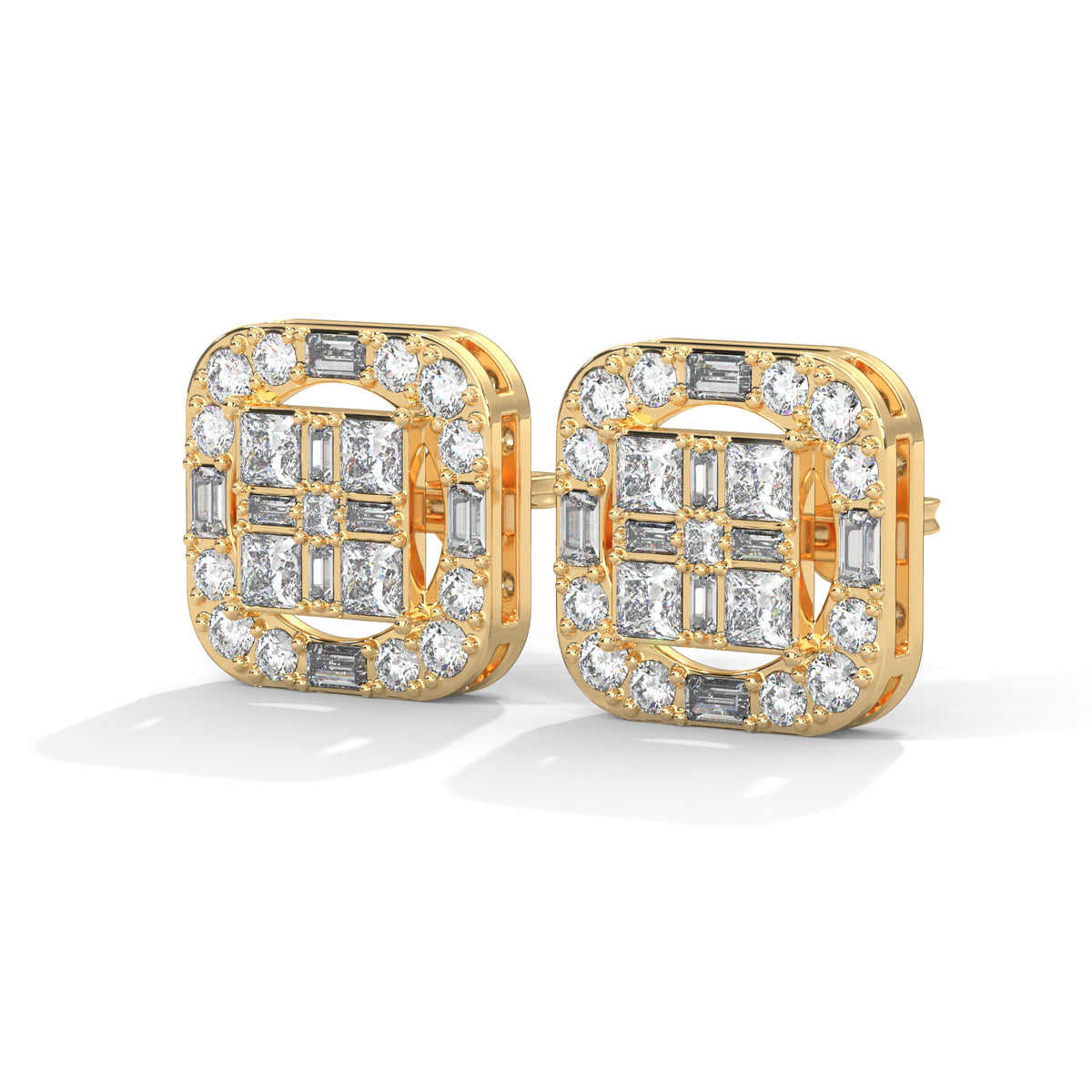Mosaic Halo Cluster Earrings