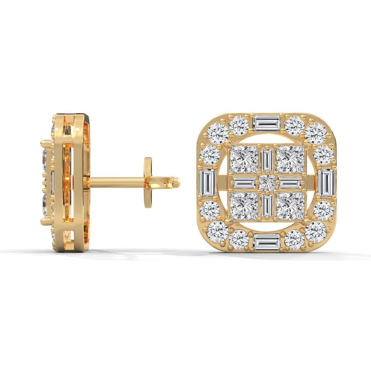 Mosaic Halo Cluster Earrings