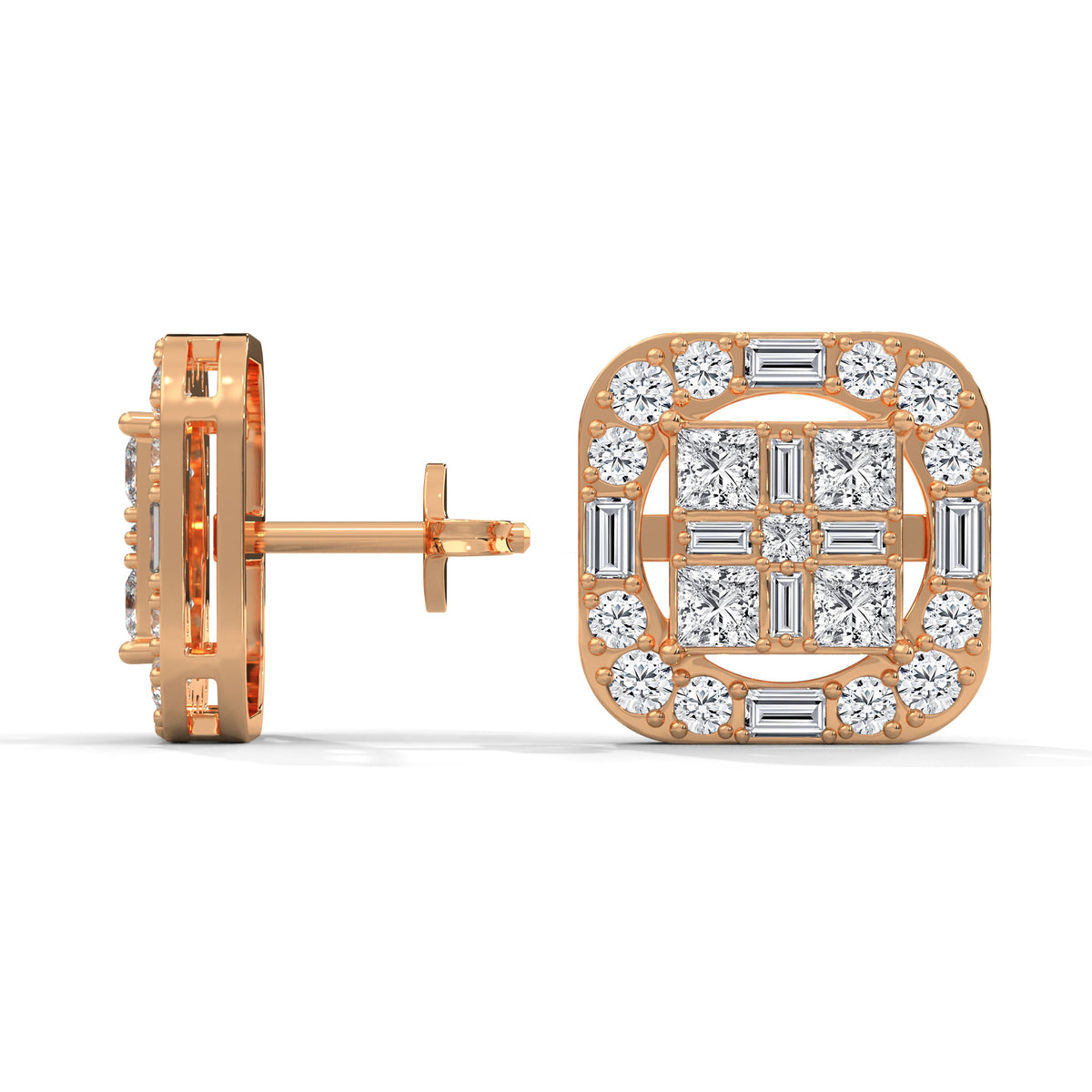 Mosaic Halo Cluster Earrings